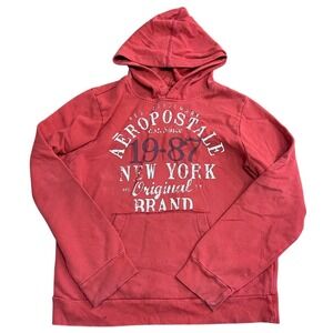 Vtg Y2K Mens XL Red Aeropostale AERO Logo Pullover Hoodie‎ Grunge Athletics Mall